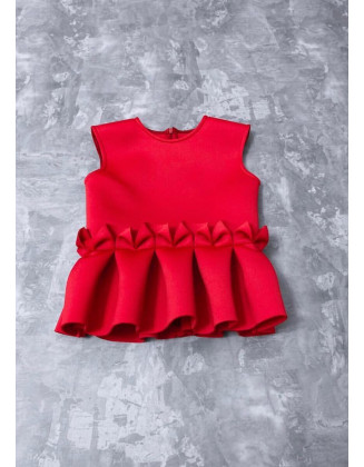 Red girl neoprene scuba pageant top with peplum/ Casual top/ Girls casual wear/ Ruffles top/ Custom pageant outfit