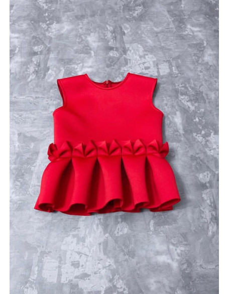 Red girl neoprene scuba pageant top with peplum/ Casual top/ Girls casual wear/ Ruffles top/ Custom pageant outfit