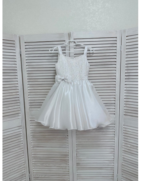 White girl pageant cocktail dress with bow/ Pageant outfit/ Teens cocktail dress/  Custom pageant dresses