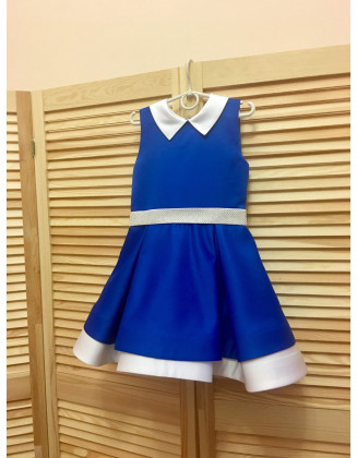 Royal Blue pageant interview dress with white collar/ Knee length dress/ Girl Interview outfit/ Custom pageant dresses