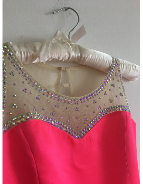 Neon hot pink pageant cocktail dress with AB rhinestones/ Pageant outfit/ Teens cocktail dress/  Custom pageant dresses