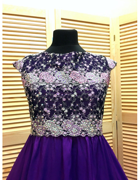 Purple pageant gown/ Taffeta lace dress/ Floor length dress/ Teens pageant dress/ Evening gown/ Custom pageant outfit