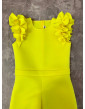 Bright hot yellow girl neoprene jumpsuit with ruffle sleeves/ Casual romper/ Girls casual wear/ Ruffles romper/ Custom outfit