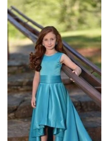 Turquoise blue pageant high low dress with train /Fun fashion pageant dress /Runway outfit/ Dress with train / Custom pageant dress