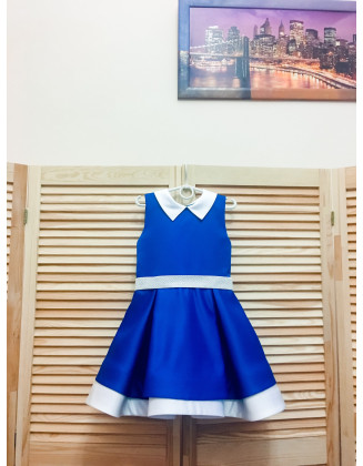 Royal Blue pageant interview dress with white collar/ Knee length dress/ Girl Interview outfit/ Custom pageant dresses