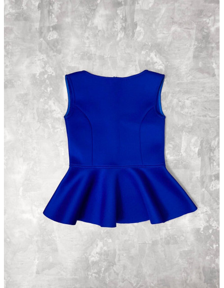 Royal blue girl neoprene scuba top with peplum/ Casual top/ Girls casual wear/ Ruffles top/ Custom pageant outfit