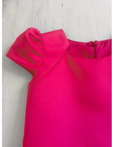 Hot pink pageant interview dress with peplum and sleeves/ Peplum dress/ Girl Interview outfit/ Pageant wear/ Custom pageant dresses