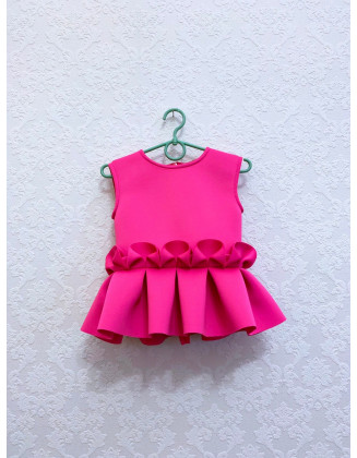 Hot pink girl neoprene scuba top with peplum/ Casual top/ Girls casual wear/ Ruffles top/ Custom pageant outfit