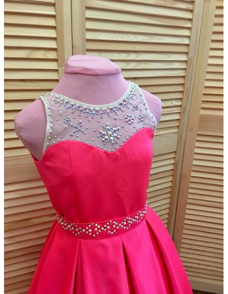 Hot pink pageant dress/ Girls pageant gown/ Floor length dress/ Custom pageant dress