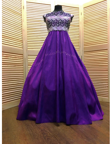 Purple pageant gown/ Taffeta lace dress/ Floor length dress/ Teens pageant dress/ Evening gown/ Custom pageant outfit