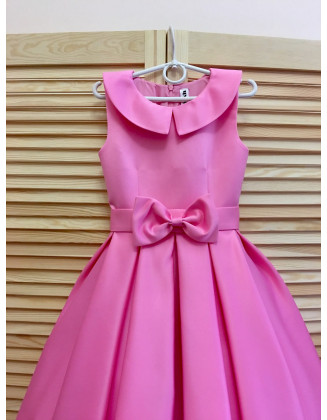 Babble pink pageant interview cocktail dress with bow belt and collar/ Girl Interview outfit /Custom Pageant dresses for girls