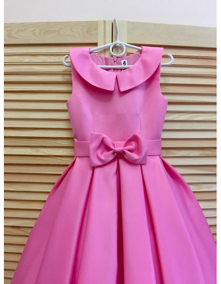 Babble pink pageant interview cocktail dress with bow belt and collar/ Girl Interview outfit /Custom Pageant dresses for girls