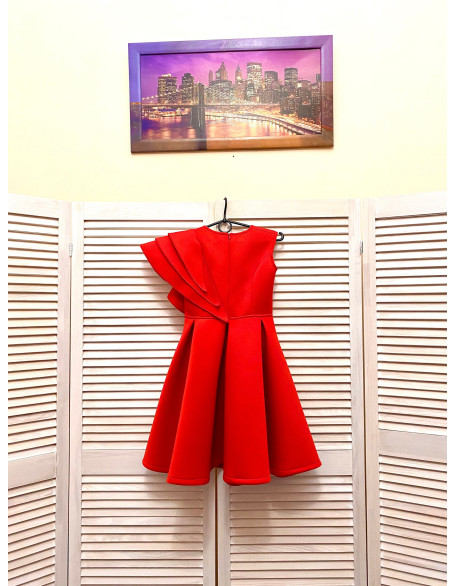 Red girl neoprene scuba dress with ruffles/ Interview pageant dress/Girls pageant wear/ Cocktail Ruffles dress/ Custom pageant outfit