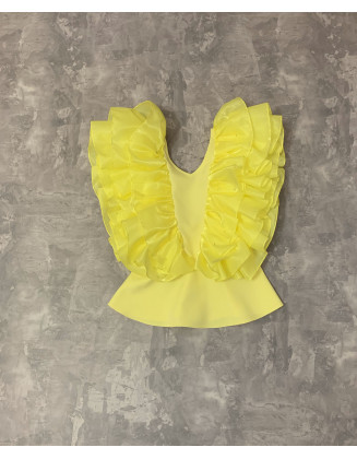 Yellow girl  top with ruffles/ Casual top/ Girls casual wear/ Ruffles top/ Custom pageant outfit