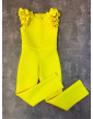 Bright hot yellow girl neoprene jumpsuit with ruffle sleeves/ Casual romper/ Girls casual wear/ Ruffles romper/ Custom outfit