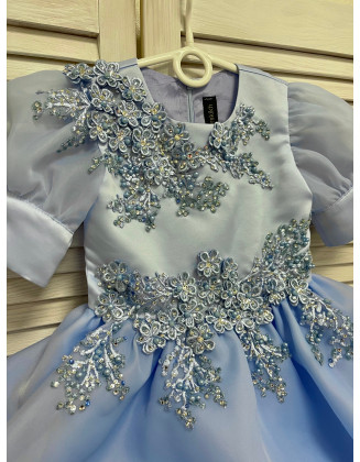 Blue pageant beauty cocktail dress with rhinestones/ Toddler pageant dress/ Custom pageant dresses