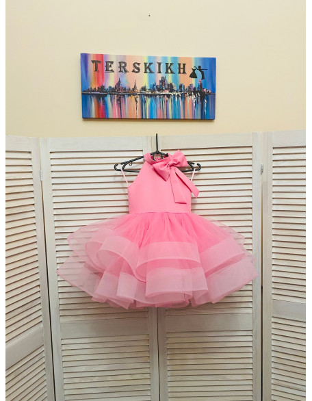 Babble pink girl pageant cocktail dress with bow/ Pageant outfit/ Teens cocktail dress/  Custom pageant dresses