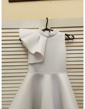 White girl neoprene scuba dress with ruffle/ Interview pageant dress/Girls pageant wear/ Cocktail Ruffles dress/ Custom pageant outfit