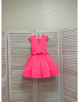 Neon pink girl pageant interview dress/ Pageant outfit/ Teens cocktail dress/  Custom pageant dresses