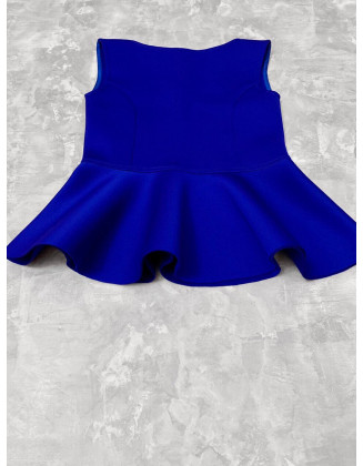 Royal blue girl neoprene scuba top with peplum/ Casual top/ Girls casual wear/ Ruffles top/ Custom pageant outfit