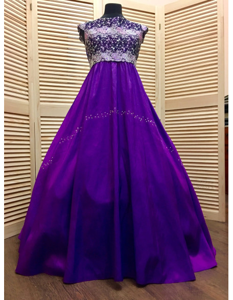 Purple pageant gown/ Taffeta lace dress/ Floor length dress/ Teens pageant dress/ Evening gown/ Custom pageant outfit