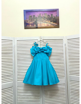 Teal turquoise pageant casual cotton dress/ Pageant girl outfit/ Pageant wear/ Custom pageant dress