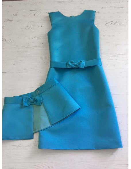 Blue turquoise pageant interview dress with peplum and belt/ Peplum dress/ Girl Interview outfit/ Pageant wear/ Custom pageant dresses