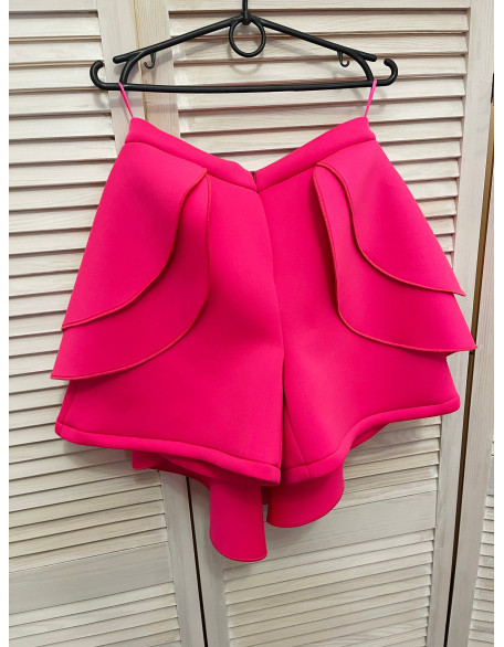 Hot pink neoprene/ scuba girls suit with jacket and shorts with ruffles/ Girls casual outfit/ Toddler suit/ Custom pageant suit