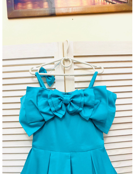 Teal turquoise pageant casual cotton dress/ Pageant girl outfit/ Pageant wear/ Custom pageant dress