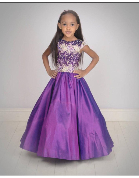 Purple pageant gown/ Taffeta lace dress/ Floor length dress/ Teens pageant dress/ Evening gown/ Custom pageant outfit