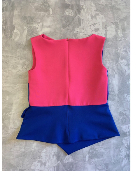 Royal blue hot pink girls suit with top and skirt/ Interview outfit/ Color block/ Girls wear/ Pageant dress/ Custom outfit