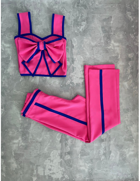 Babble pink royal blue pageant outfit with crop top and pants/ Girls teens pageant outfit/ Casual wear outfit/  Custom pageant outfit