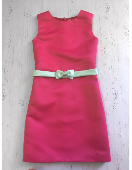 Hot pink pageant interview dress with peplum and belt/ Peplum dress/ Girl Interview outfit/ Pageant wear/ Custom pageant dresses