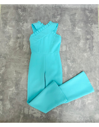 Mint turquoise pageant jumpsuit/ Teens turquoise romper/ Girls Interview outfit/ Pageant casual wear