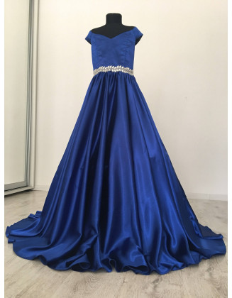 Royal blue satin dress/ Pageant Prom dress/ Floor length dress/ Teens pageant dress/ Royal blue formal gown/ Custom pageant dress