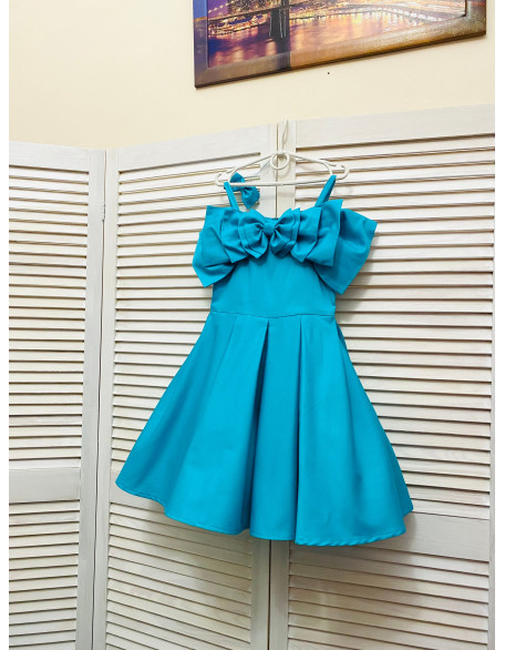 Teal turquoise pageant casual cotton dress/ Pageant girl outfit/ Pageant wear/ Custom pageant dress