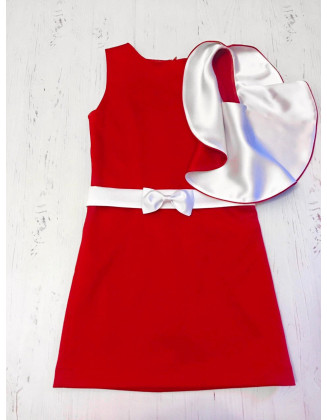 Red and white pageant interview dress with belt/ Knee length dress/ One sleeve Girl Interview outfit/ Pageant wear/ Custom pageant dresses