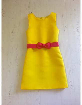 Yellow pageant interview dress with peplum and belt/ Peplum dress/ Girl Interview outfit/ Baby Toddler dress/ Custom pageant outfits