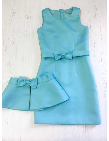 Turquoise teal pageant interview dress with peplum and belt/ Peplum dress/ Girl Interview outfit/ Custom pageant dresses