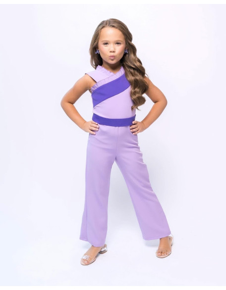 Lilac purple pageant jumpsuit/ Teens ruffles romper/ Girls Interview outfit/ Pageant casual wear