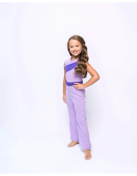 Lilac purple pageant jumpsuit/ Teens ruffles romper/ Girls Interview outfit/ Pageant casual wear