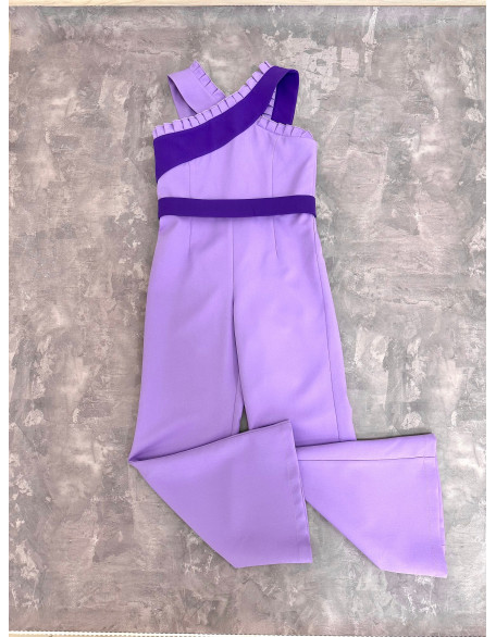 Lilac purple pageant jumpsuit/ Teens ruffles romper/ Girls Interview outfit/ Pageant casual wear