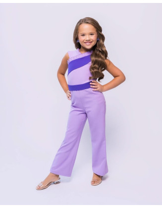 Lilac purple pageant jumpsuit/ Teens ruffles romper/ Girls Interview outfit/ Pageant casual wear