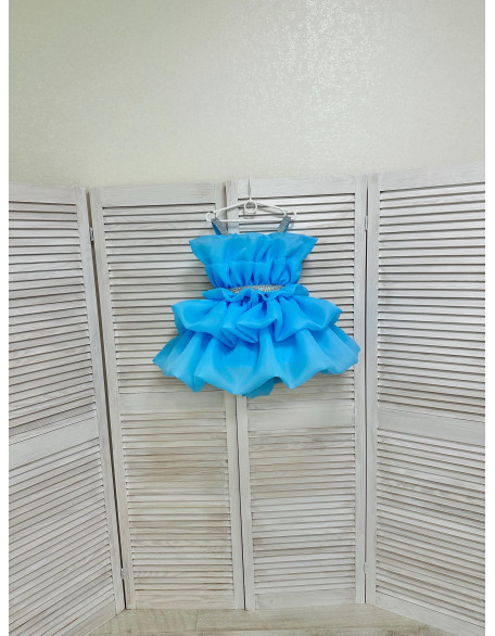 Bright blue girl pageant cocktail dress with rhinestones/ Pageant outfit/ Teens cocktail dress/  Custom pageant dresses