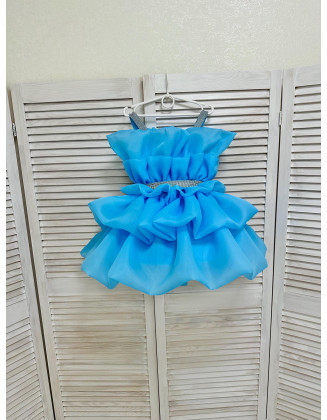 Bright blue girl pageant cocktail dress with rhinestones/ Pageant outfit/ Teens cocktail dress/  Custom pageant dresses