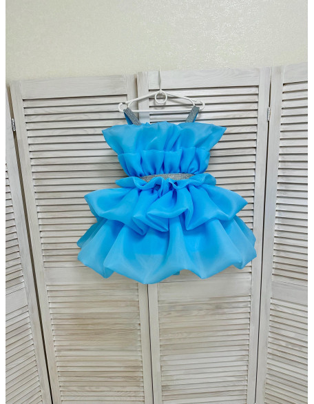 Bright blue girl pageant cocktail dress with rhinestones/ Pageant outfit/ Teens cocktail dress/  Custom pageant dresses