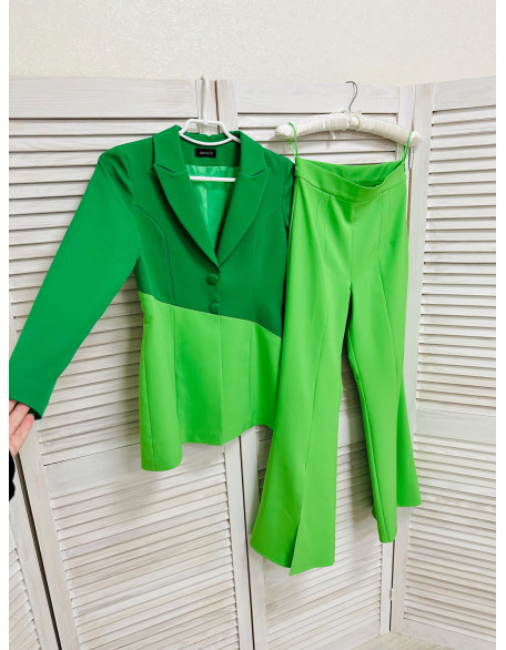 Lime green and grass green girls suit with jacket and pants/ Girls pageant wear/ Interview suit/ Custom pageant outfit