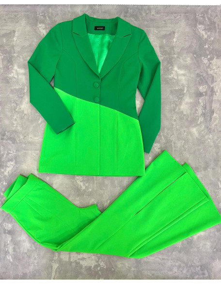 Lime green and grass green girls suit with jacket and pants/ Girls pageant wear/ Interview suit/ Custom pageant outfit